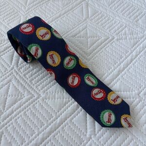 Vintage Wemco Coca-Cola Bottle Cap Tie - 100% Cotton - Navy Blue Novelty Retro